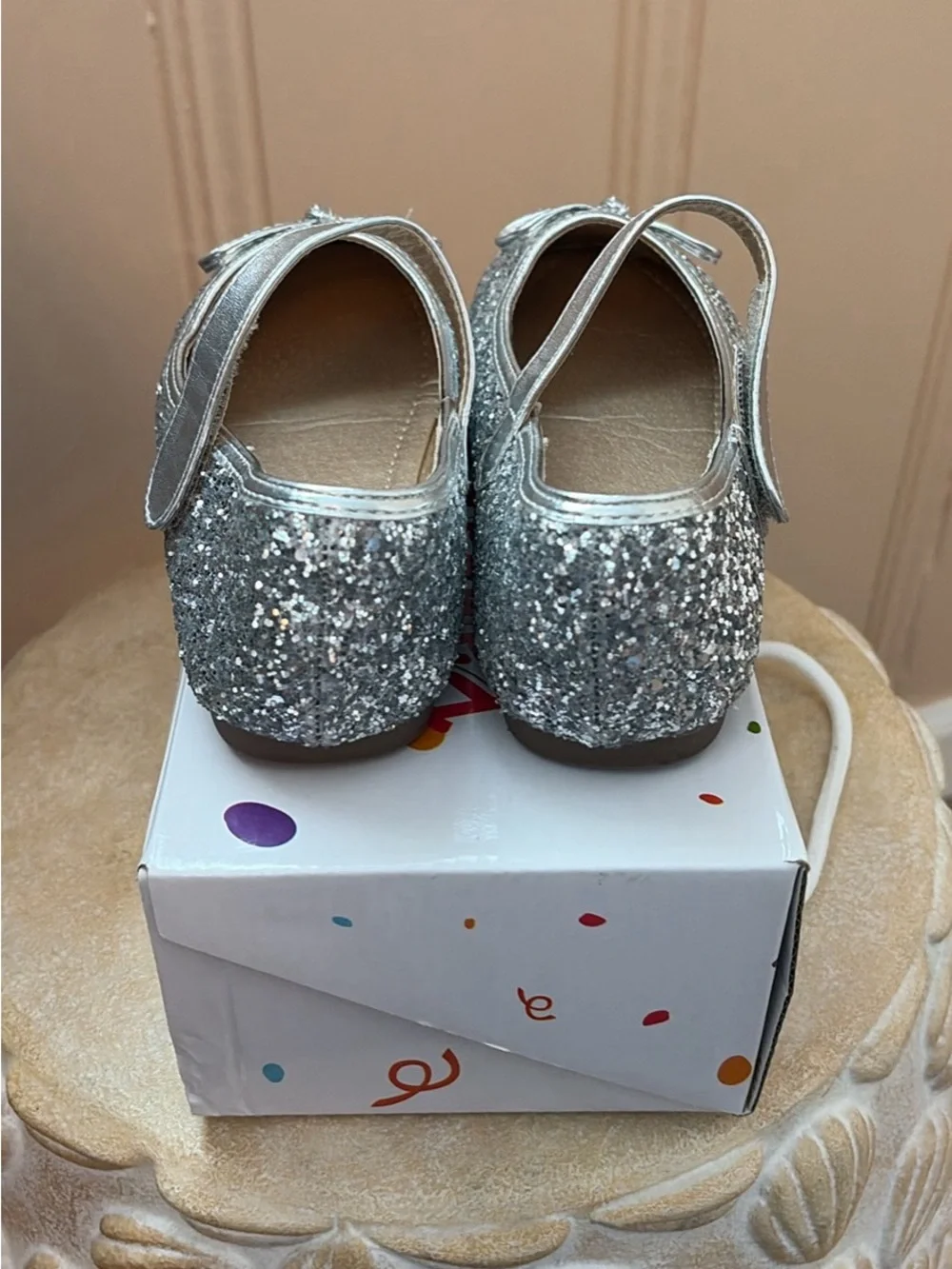 Girls Pandaninjia Silver Glitter Mary Jane Girls' Shoes with Bow